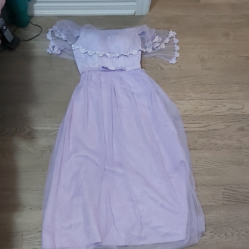 Elegant Lavender Off-Shoulder Dress
